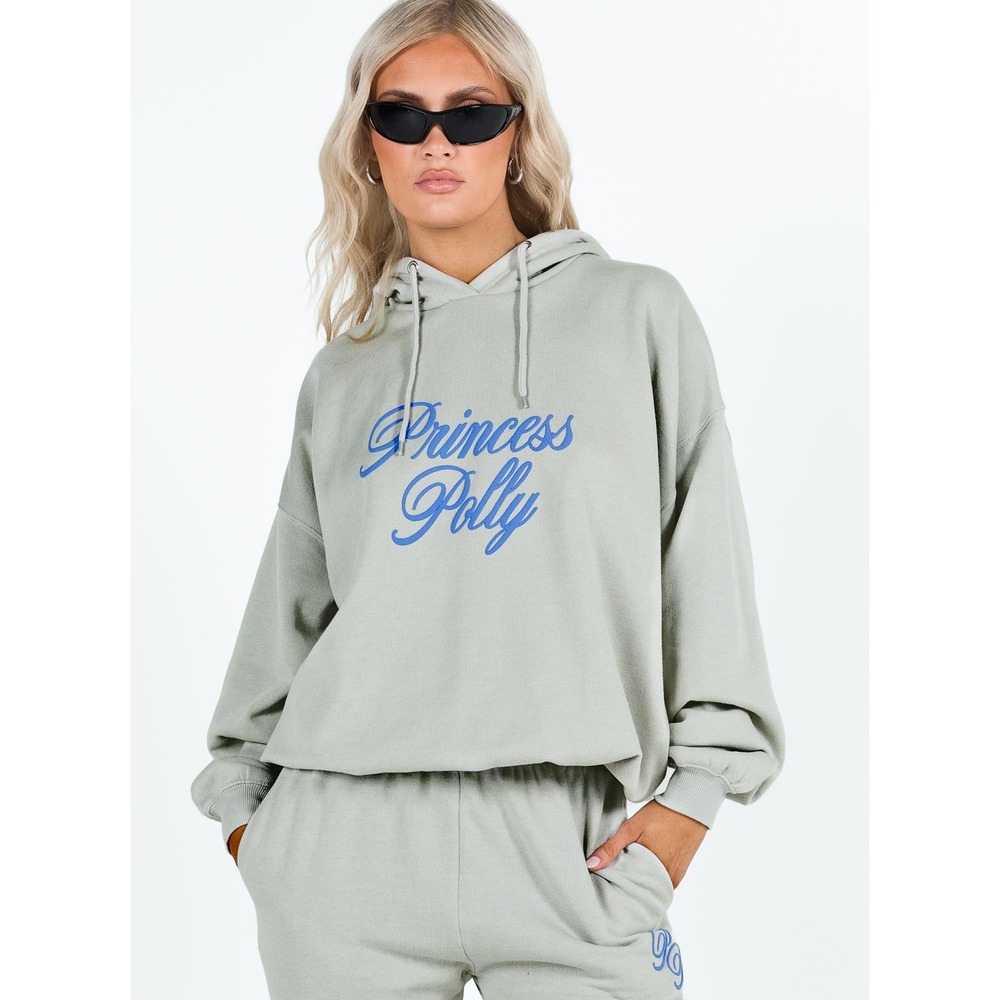 Princess Polly tan Graphic Logo Hoodie Sweatshirt US 4 US Small
